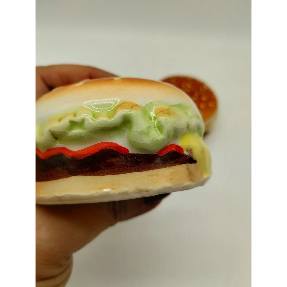 Ceramic Cheeseburgers Salt And Pepper Shakers Stoppers Intact